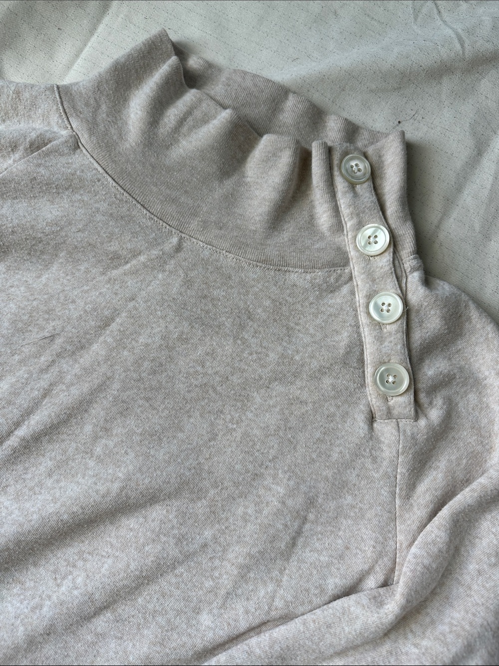 J. Crew Factory Oatmeal Button-Shoulder Turtleneck Sweater - Picture 2 of 4